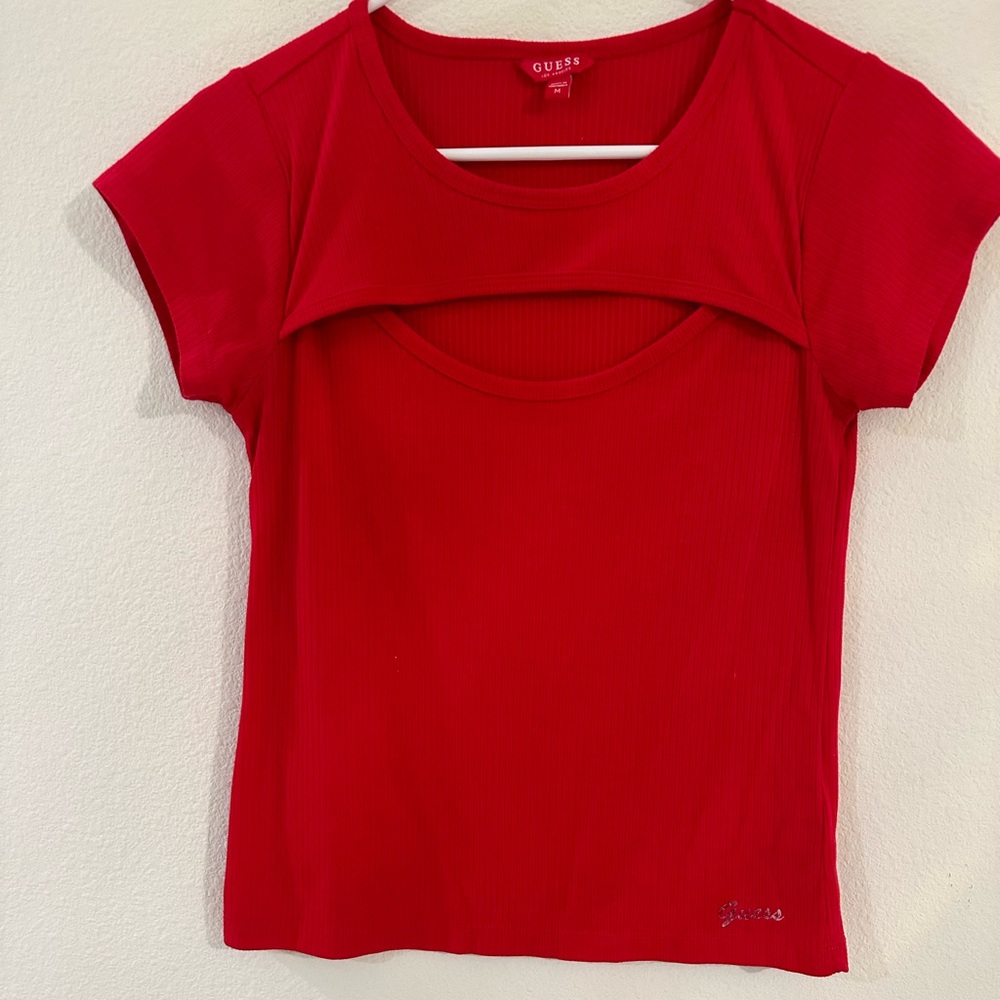 Guess red blouse